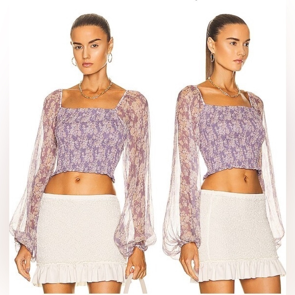 CAROLINE CONSTAS Amelia Silk Top in lilac NWT